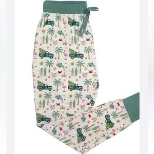 Emerson Christmas Santa Flamingo Tropical Print Viscose Pajama Pants.‎ Size XL.